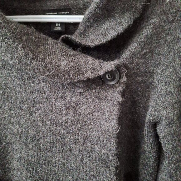 Adrienne Vittadini Grey Wool Blend Shawl/Cardigan Sweater - Picture 5 of 10
